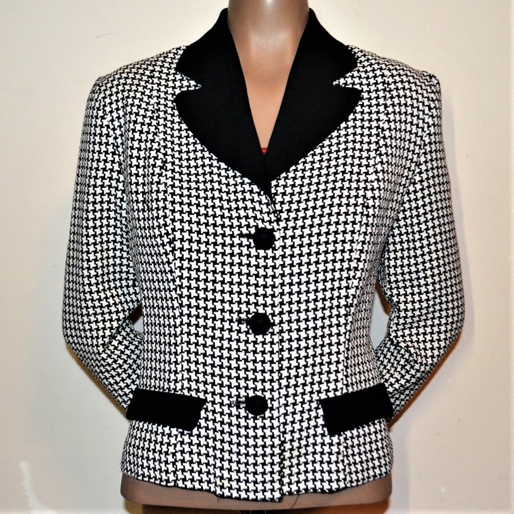 Gino Cappeli Collection Houndstooth Jacket Sz 4